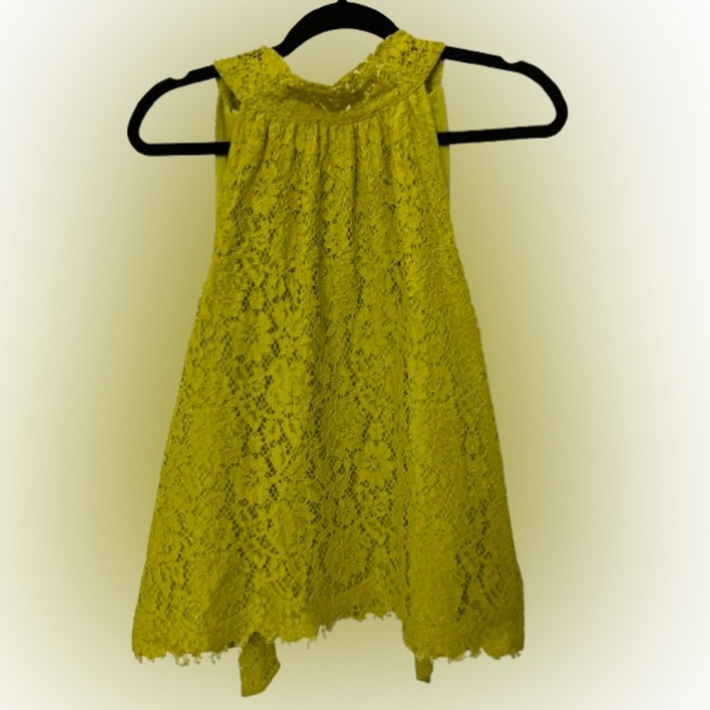 J. Crew Chartreuse Lace Halter Tie Neck Blouse Size S